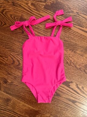 Citrine Swim Tie Shoulders Hot Pink Swimsuit Girls 6